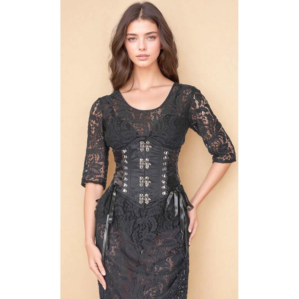 Attitude Corsets - Jesse Waspie Steampunk Underbust corset - Black